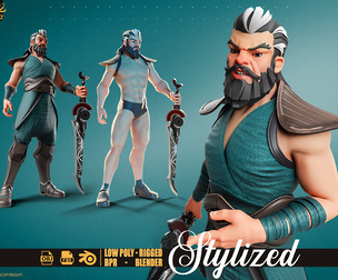 Stylized Male Character Warrior-Rigged Low-poly
