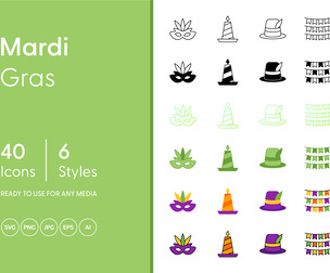 Mardi Gras Set Icons