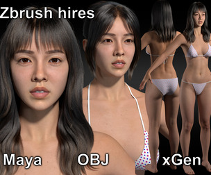 Fullbody asian girl 3d model