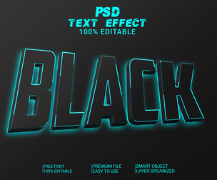 3D Black PSD fully editable style text effect.