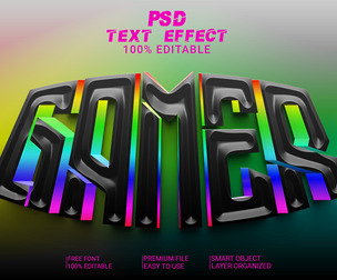 3D Gamer PSD fully editable style text effect.