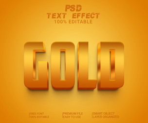 3D Gold PSD fully editable style text effect.