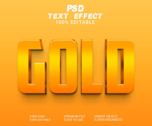 3D Gold PSD fully editable style text effect.