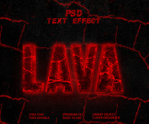 3D Lava PSD fully editable style text effect.