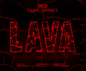3D Lava PSD fully editable style text effect.