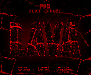3D Lava PSD fully editable style text effect.
