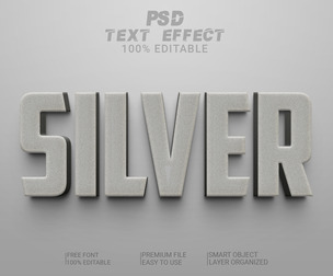 3D Silver PSD fully editable style text effect.