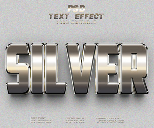 3D Silver PSD fully editable style text effect.