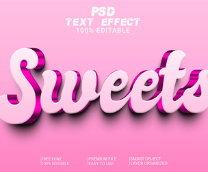 3D Sweets PSD fully editable style text effect.