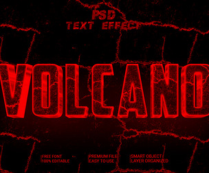 3D Volcano PSD fully editable style text effect.