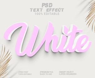 3D White PSD fully editable style text effect.