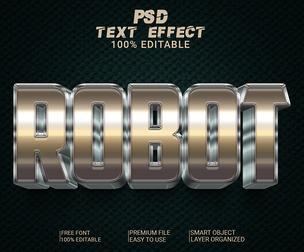 3D Robot PSD fully editable style text effect.