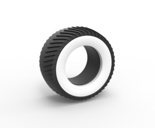 Pulling tractor Whitewall rear tire 1 Scale 1:25