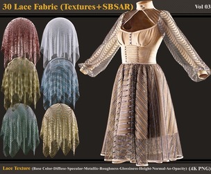 30 Lace Fabric Materials (Textures+SBSAR)-VOL 3