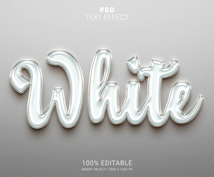 3D White PSD fully editable style text effect.
