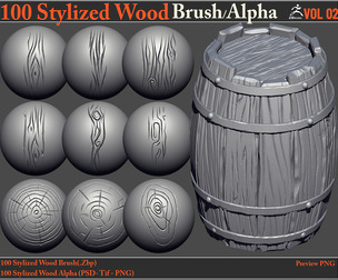 100 Stylized Wood Brush/Alpha VOL02