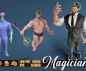3d Stylized Bodybuilder Magician - rigged