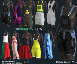 10 WOMEN'S DRESS / Marvelous Designer + ZPRJ files