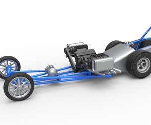 Front engine dragster with supercharged V8 1:25
