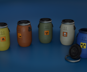 Game Ready Low Poly Plastic Barrel