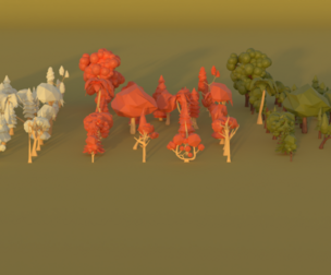 Pack of 63 Low Poly Trees with 189 Variants