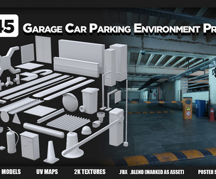 +45 Garage Car Parking Props - KITBASH VOL 05