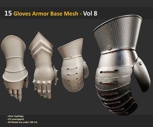 15 Gloves Armor Base Mesh - Vol 7