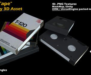 Retro VHS Tape - Low Poly, 3D Asset