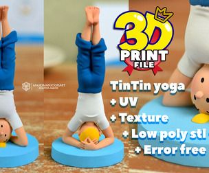 TinTin yoga 3d print model+texture+uv+fbx