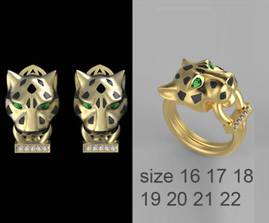 ring and earrings  panther
