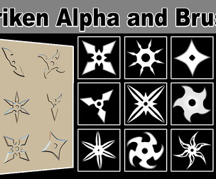 50 Shuriken Alpha and Brushes for Zbrush Vol 1