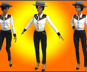 Cowgirl simple clothes. MD/Clo3d+OBJ+FBX.