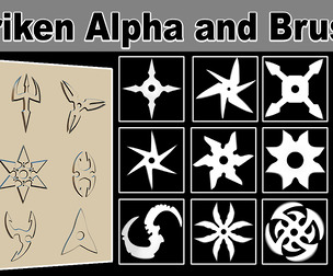 50 Shuriken Alpha and Brushes for Zbrush Vol 2
