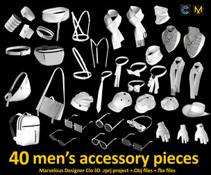 40 MEN'S ACCESSORY PIECES (ZPRJ, OBJ,FBX)