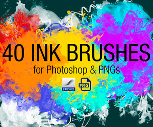 40 INK Brushes for Photoshop and PNGs