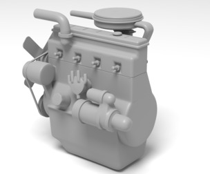 Old straight engine inline engine - print ready