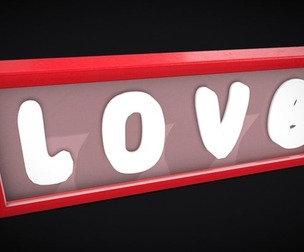 Glowing Wooden Love Sign