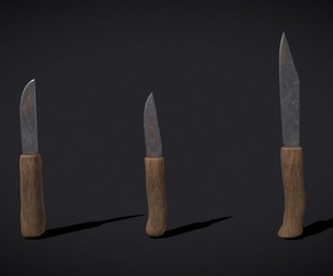 Three Worn Parring Knives