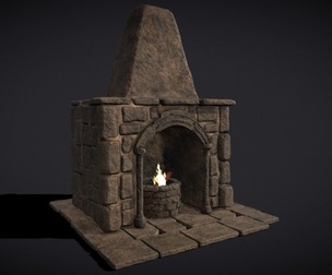Medieval Mud Stone Fireplace