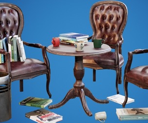 Chair And Table Pack - PBR Game Ready Props