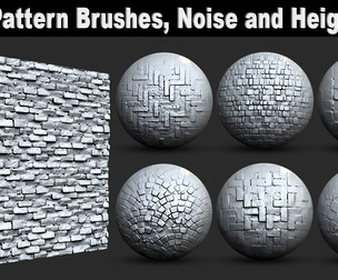 Brick Pattern Brushes, Noise and Height Map