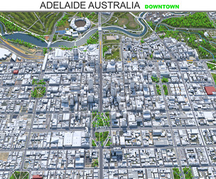 Adelaide downtown City Australia 3D Model 8km