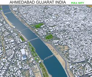 Ahmedabad City Gujarat India 3D Model 30km