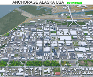 Anchorage Downtown Alaska City USA 3D Model 15km