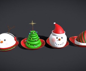 Four Mini Fondant Christmas Cakes