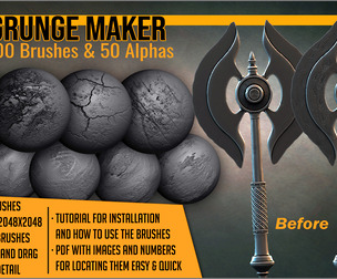 Grunge Maker 200 ZBrush Brushes and 50 Alphas