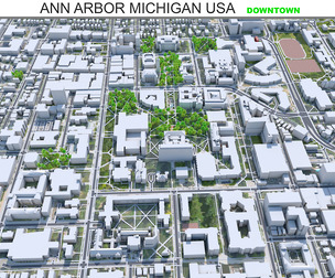 Ann  Arbor Downtown City 3D Model 8km