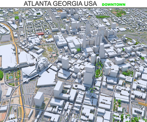 Atlanta Downtown City Georgia 3D Model 8km