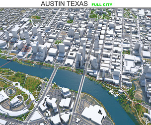 Austin city Texas 3d model 60km