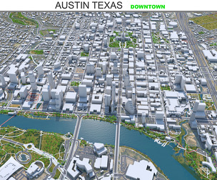 Austin Downtown city Texas 3d model 10km
